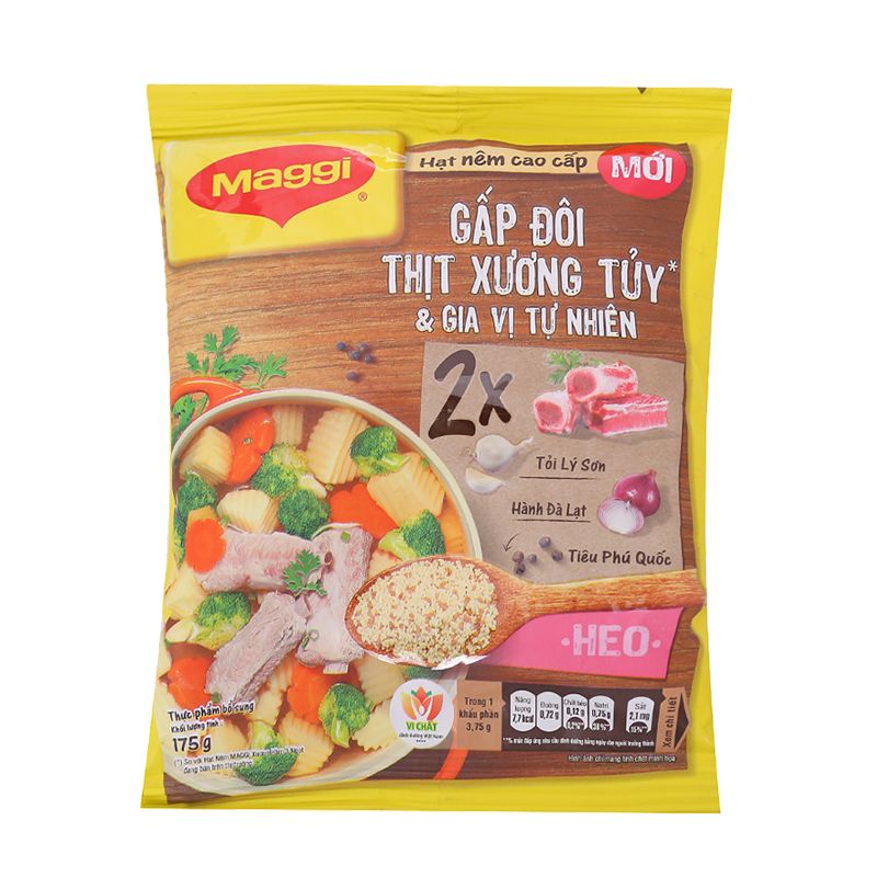  Hạt nêm cao cấp gấp đôi thịt xương tủy và gia vị tự nhiên Maggi bộ 2 gói x 175g 