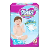  Tã dán Bobby Fresh size L dành cho bé 9 - 13kg gói 68 miếng 