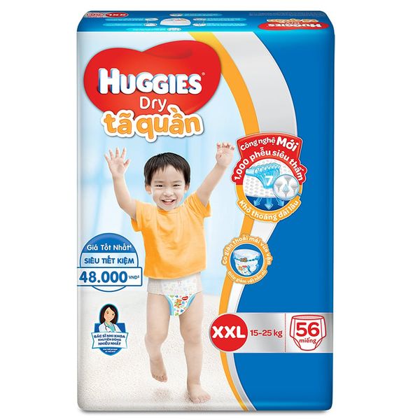  Tã quần Huggies Dry Pants gói cực đại size XXL 15-25kg gói 56 miếng 