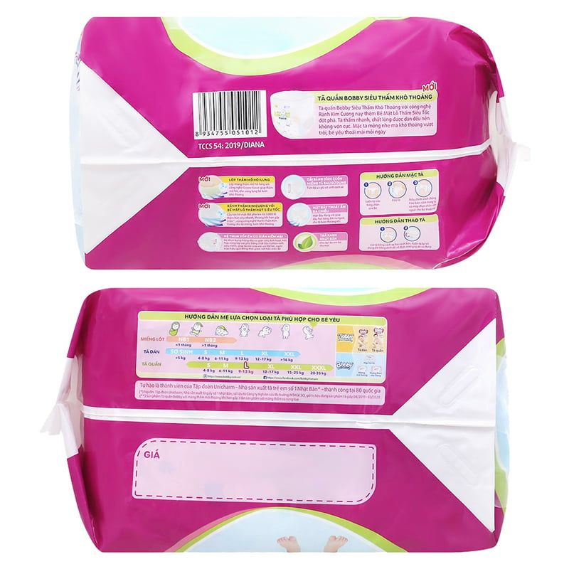  Tã quần Bobby Fresh size L dành cho bé từ 9 - 13kg gói 68 cái 