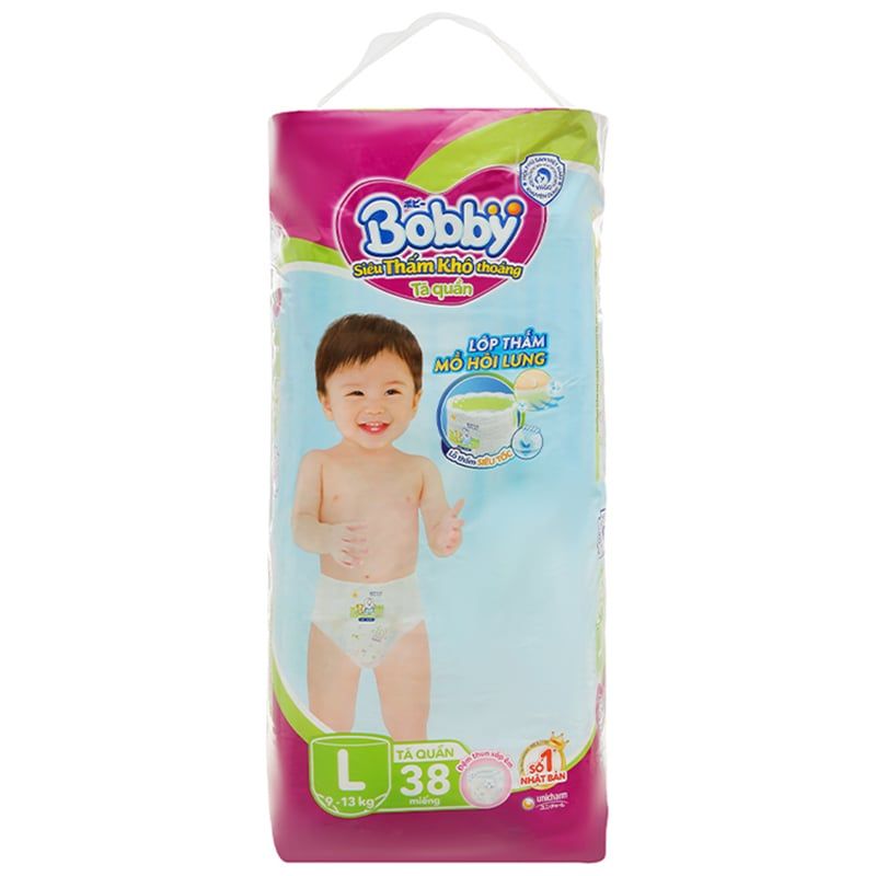  Tã quần Bobby Fresh size L dành cho bé từ 9 - 13kg gói 68 cái 