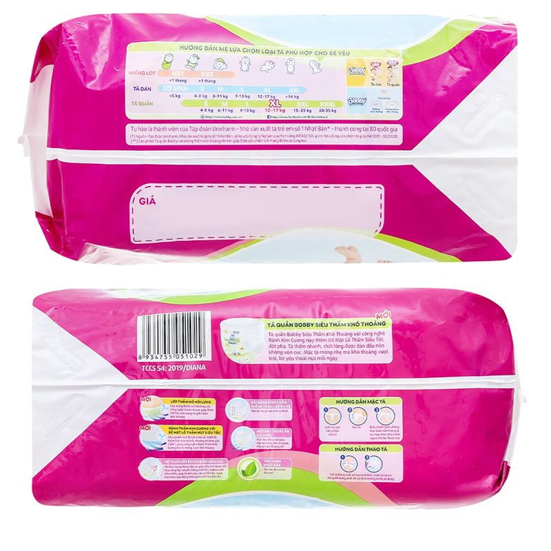  Tã quần Bobby size XL dành cho bé 12 - 17kg gói 14 cái 