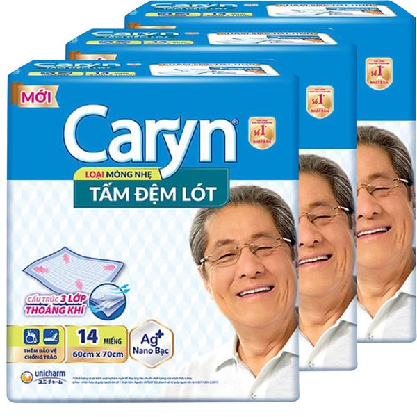  Tấm đệm lót Caryn mỏng nhẹ 3 lớp thoáng khí bộ 3 gói x 14 miếng 