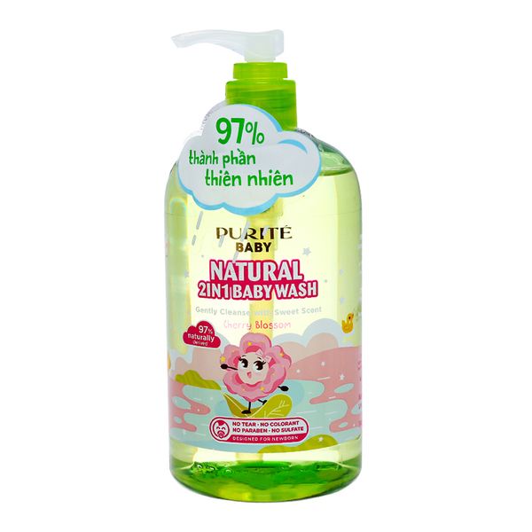  Tắm gội toàn thân cho bé Purité Baby hoa anh đào chai 500ml 