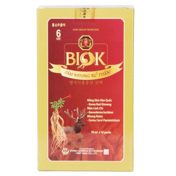  Nước sâm nhung bổ thận Biok Hàn Quốc hộp 10 gói x 70 ml 