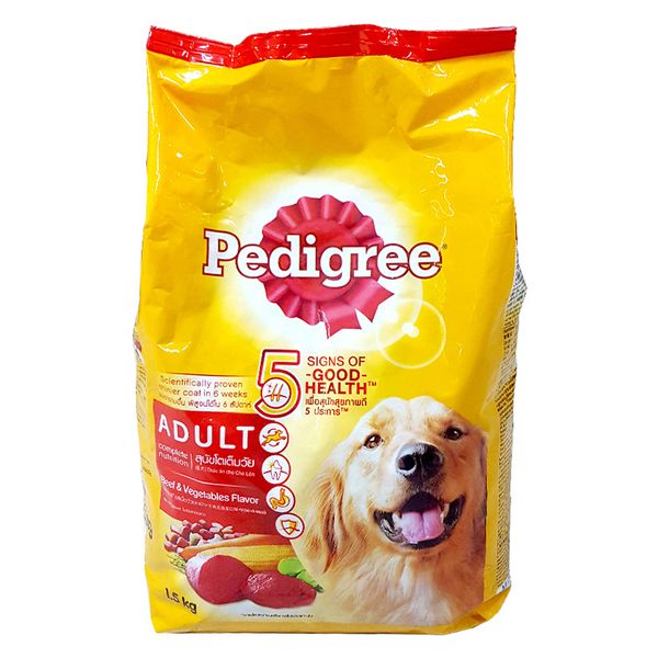  Thức ăn cho chó vị thịt bò và các loại rau củ Pedigree gói 1,5 kg 