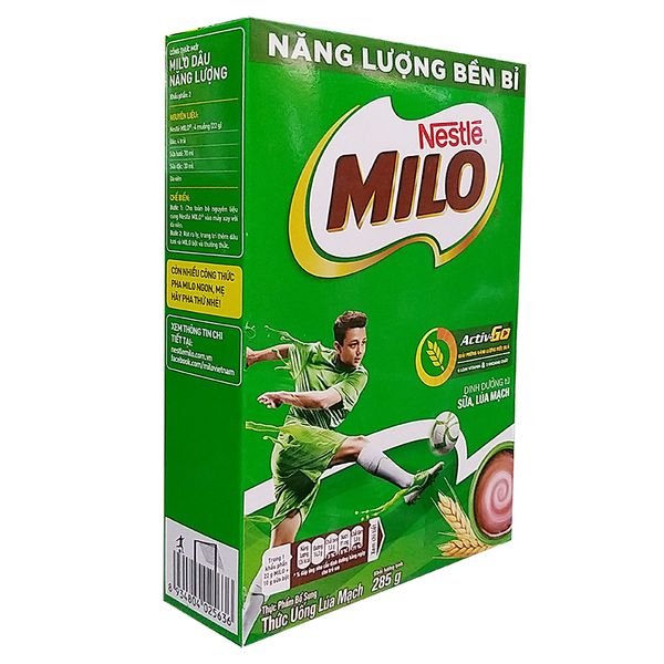  Thức uống dinh dưỡng Milo Nestlé sữa lúa mạch 3 trong 1 hộp 285g 