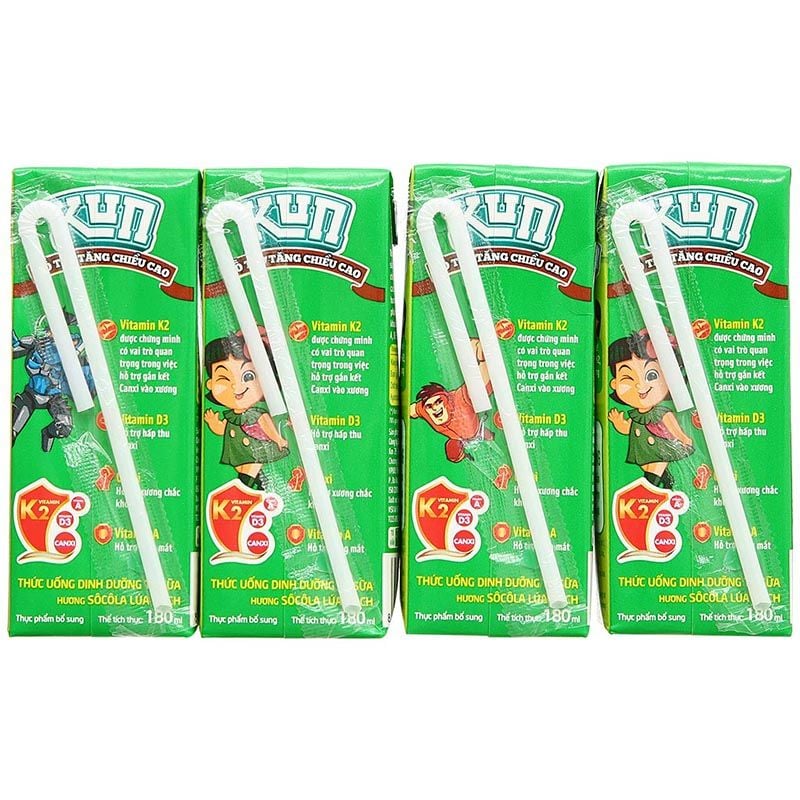  Thức uống dinh dưỡng socola lúa mạch LiF Kun lốc 4 hộp x 180ml 