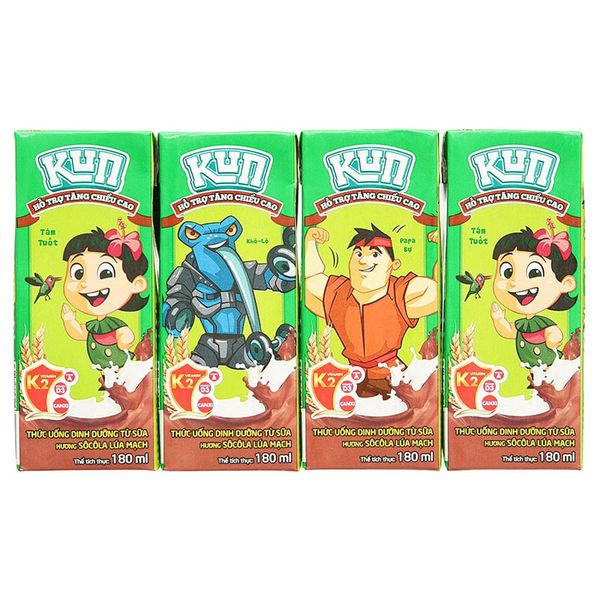  Thức uống dinh dưỡng socola lúa mạch LiF Kun lốc 4 hộp x 180ml 