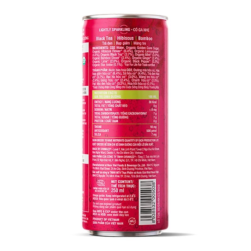 Thức uồng năng lượng hữu cơ  Drink Izz lon 250 ml 
