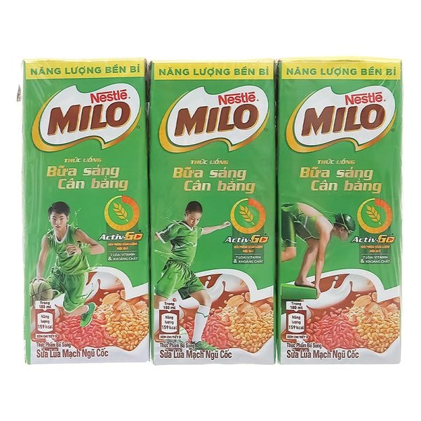  Thức uống ngũ cốc uống liền Milo lốc 3 hộp x 200ml 