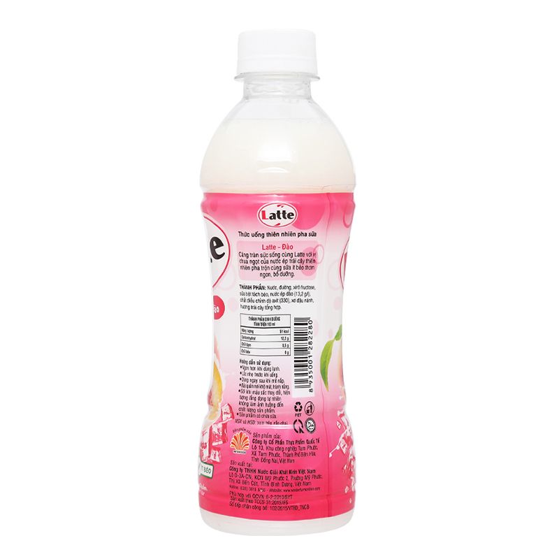  Thức uống thiên nhiên pha sữa Latte đào chai 345ml 