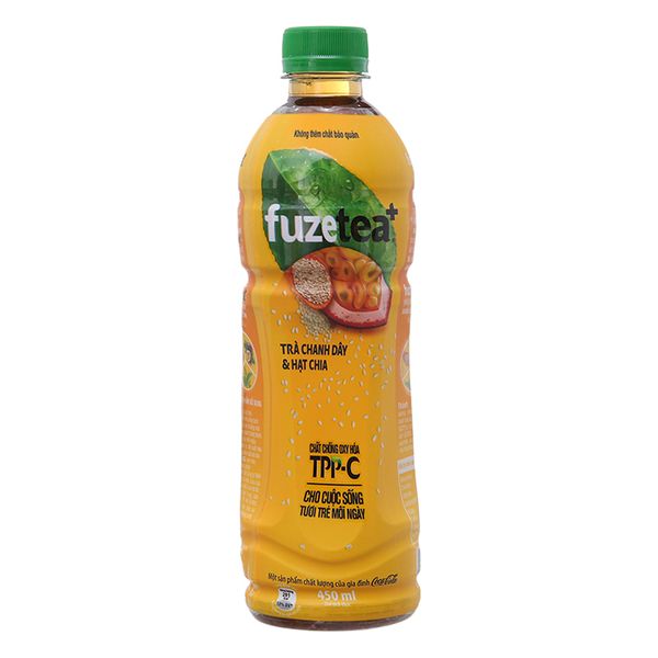  Trà chanh dây và hạt chia Fuze Tea+ chai 450ml 