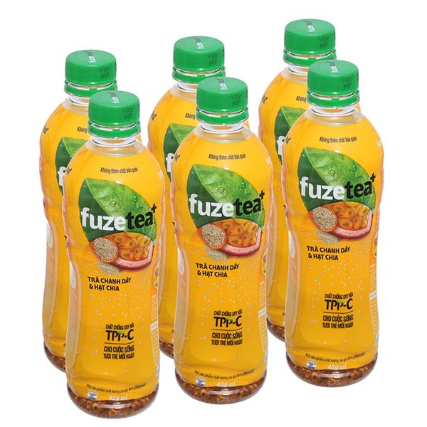  Trà chanh dây và hạt chia Fuze Tea+ lốc 6 chai x 450ml 