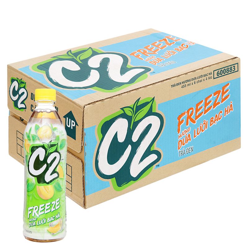  Trà đen C2 Freeze dưa lưới bạc hà chai 455ml 