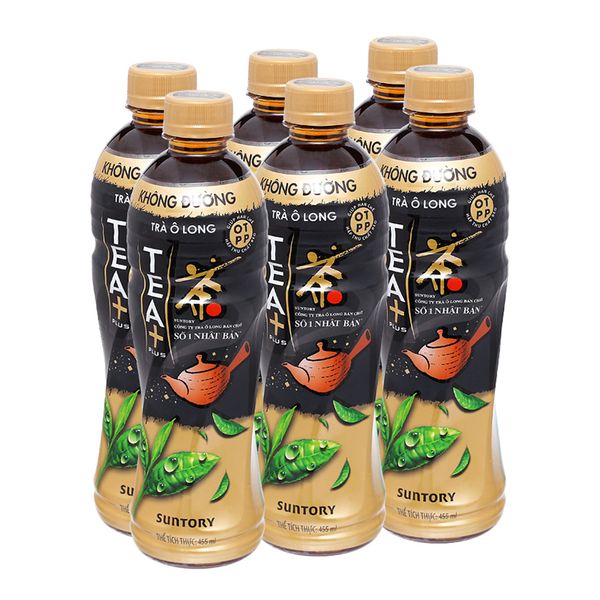  Trà ô long Tea Plus không đường lốc 6 chai x 455ml 