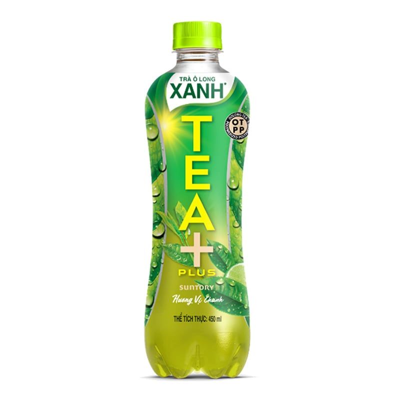  Trà ô long xanh Tea Plus hương chanh lốc 6 chai x 450ml 
