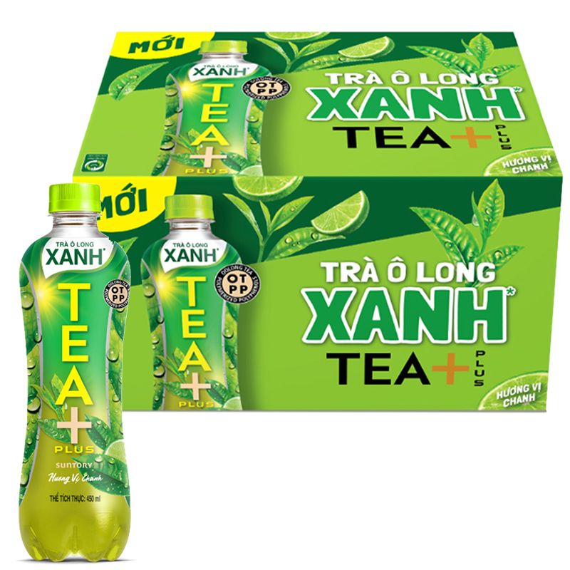  Trà ô long xanh Tea Plus hương chanh thùng 24 chai x 450ml 