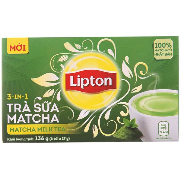  Trà sữa matcha Lipton 3 trong 1 8 túi x 17g hộp 136g 