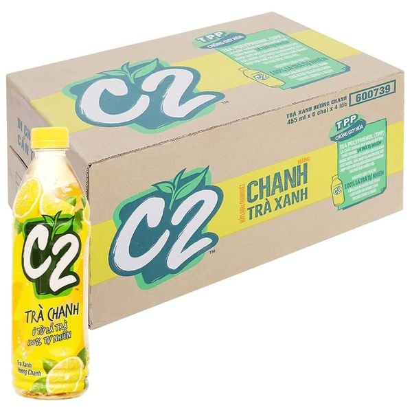  Trà xanh C2 vị chanh thùng 24 chai x 455 ml 