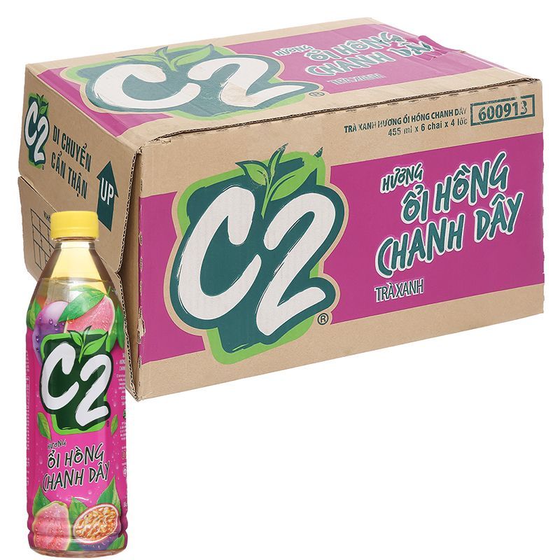  Trà xanh C2 vị ổi hồng chanh dây thùng 24 chai x 455ml 