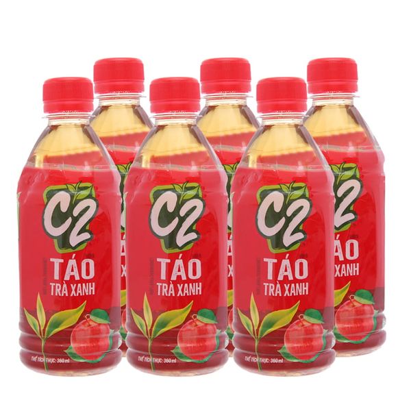  Trà xanh C2 vị táo lốc 6 chai x 360ml 