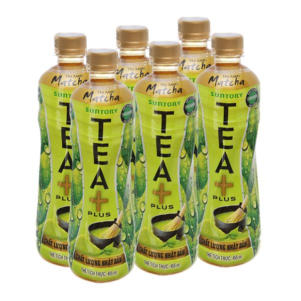  Trà xanh matcha Tea Plus lốc 6 chai x 455ml 