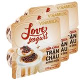  Sữa chua Vinamilk trân châu đường đen Love Yogurt lốc 4 hộp 100g 