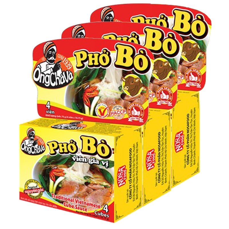 Viên gia vị nấu phở bò Ông Chà Và 4 viên bộ 3 hộp x 75g