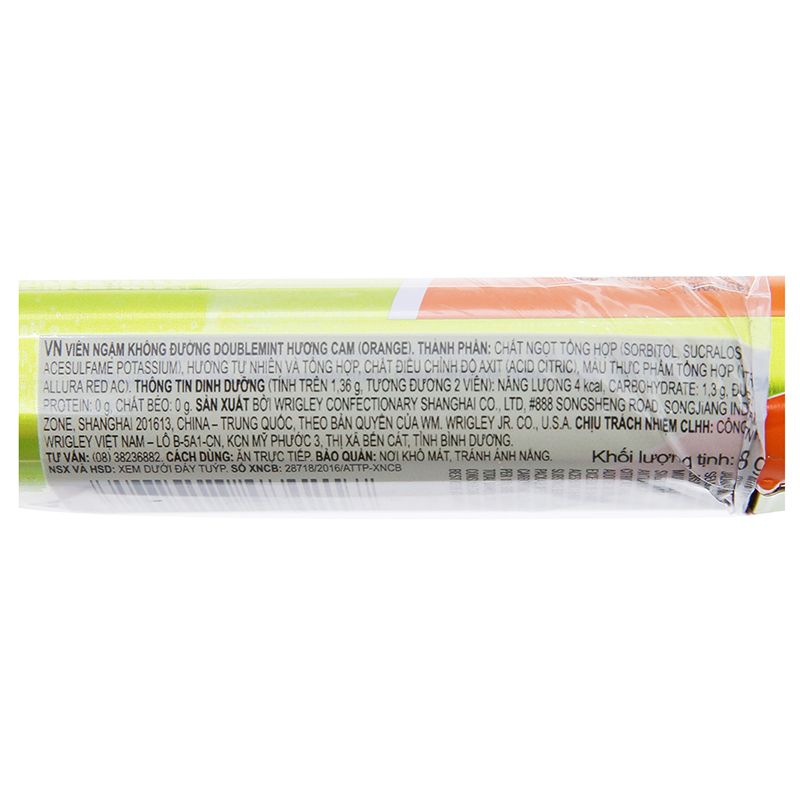  Viên ngậm không đường hương cam DoubleMint hộp 23.8g 