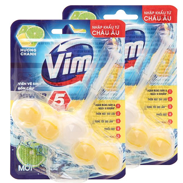  Viên vệ sinh bồn cầu VIM hương chanh bộ 2 vỉ x 55g 