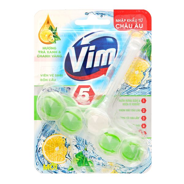  Viên vệ sinh bồn cầu VIM trà xanh và chanh vàng vỉ 55g 