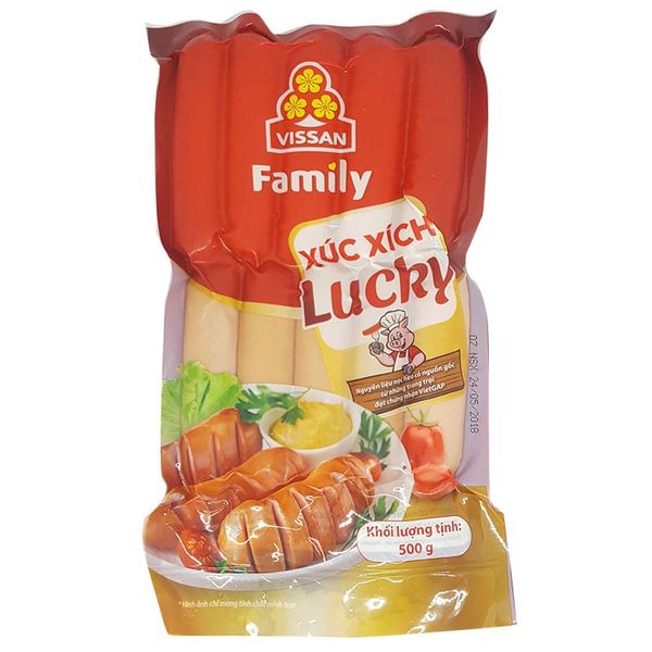  Xúc xích heo lucky vissan 10 cây gói 500g 