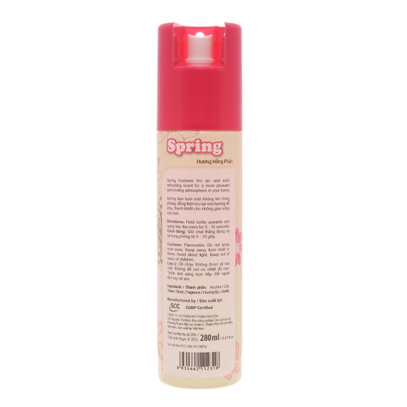  Xịt phòng Spring hương hồng phấn chai 280ml 