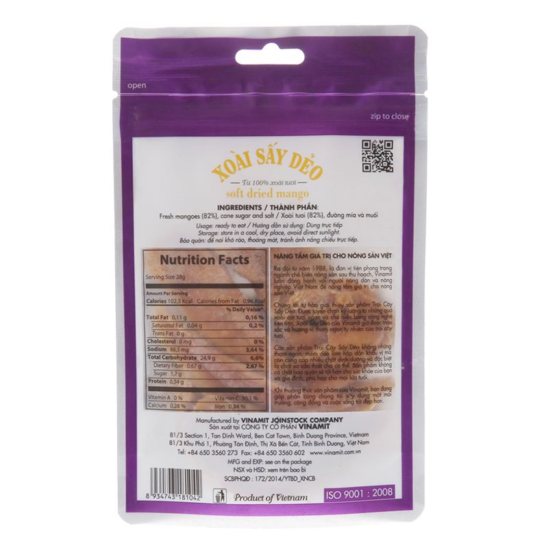  Xoài sấy dẻo Vinamit túi 100g 