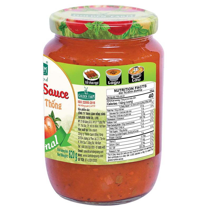  Xốt mì Spaghetti Golden Farm vị truyền thống hũ 820g 