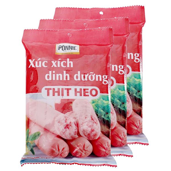  Xúc xích dinh dưỡng thịt heo Ponnie bộ 3 gói x 175g 