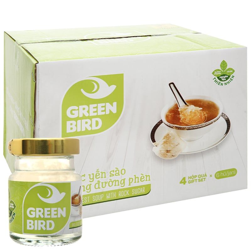  Nước yến sào chưng đường phèn Green Bird 15% yến lốc 4 hũ x 72g - Giá đại lý 