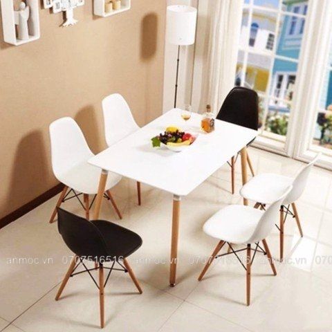 BỘ BÀN EAMES CHỮ NHẬT 6 GHẾ 