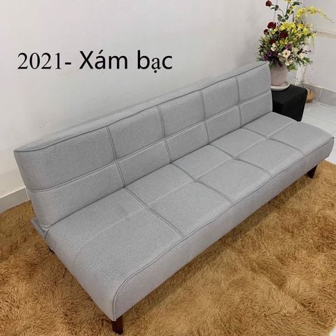 Sofa bed bọc vải xám bạc nhỏ gọn