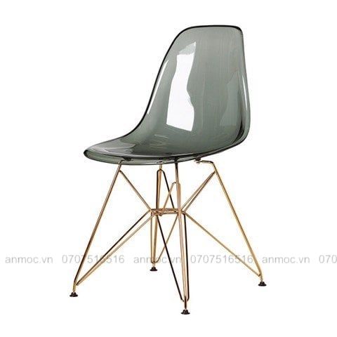 Ghế Eames Mặt Nhựa Trong Chân Vàng