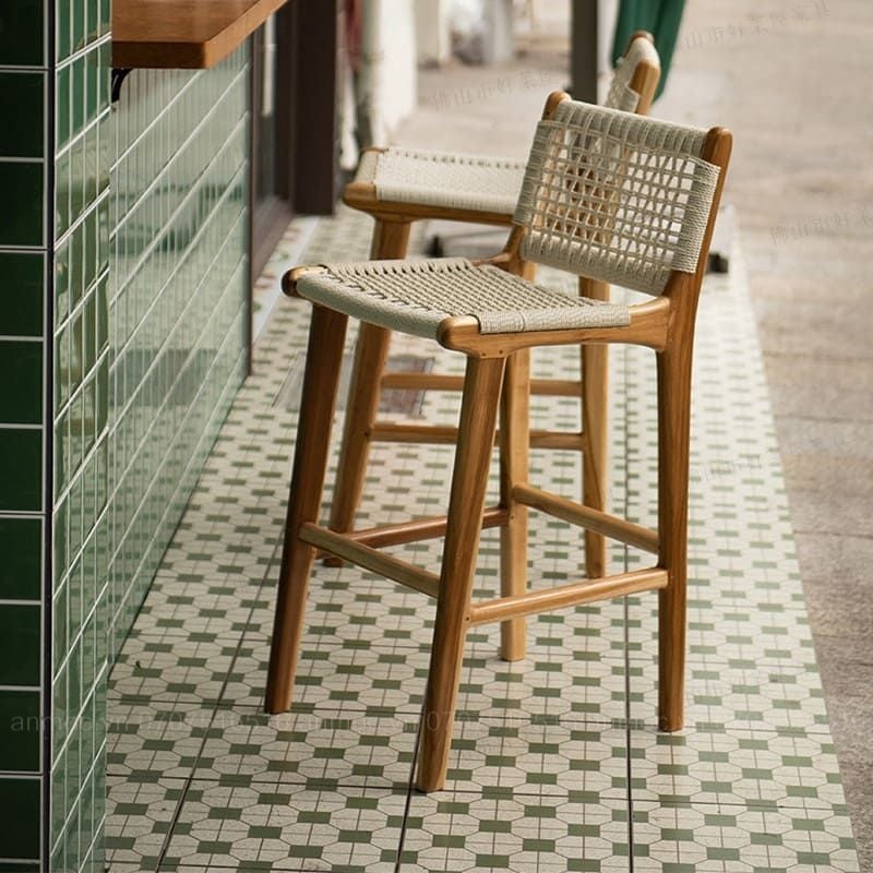 Ghế Bar Chân Gỗ Đan Dây
