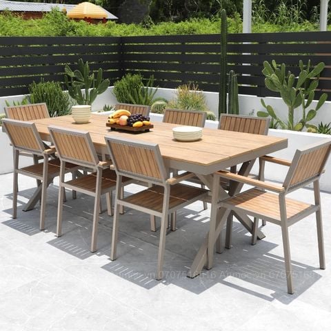  Bộ Bàn Chân Chéo 8 Ghế Composite 