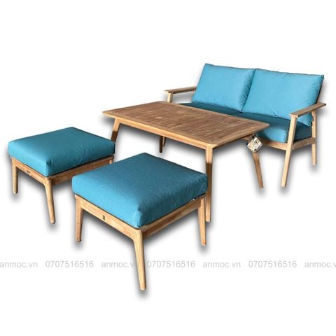 BỘ SOFA ĐÔI GỖ TEAK NGOÀI TRỜI