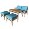 Bộ Bàn 2 Sofa Đôi Và Đôn Gỗ Teak Ngoài Trời