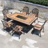 Bộ Bàn Mặt Đá 6 Ghế Nhôm Đúc Ngoài Trời (Có Bếp Than) BV14B+AV4A
