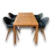 Bộ bàn ghế nhựa chân gỗ ngoài trời màu đen 4 ghế