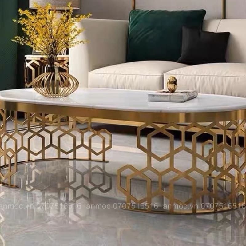 Bàn Sofa Elip Mặt Đá B17