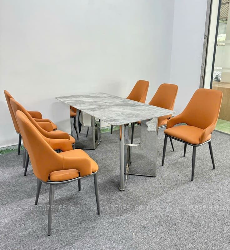 Bàn Mặt Đá 2 Chân Trụ Tráng Gương