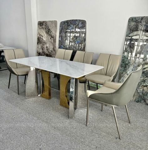  Bàn Mặt Đá 2 Chân Trụ Hình Cánh Quạt 